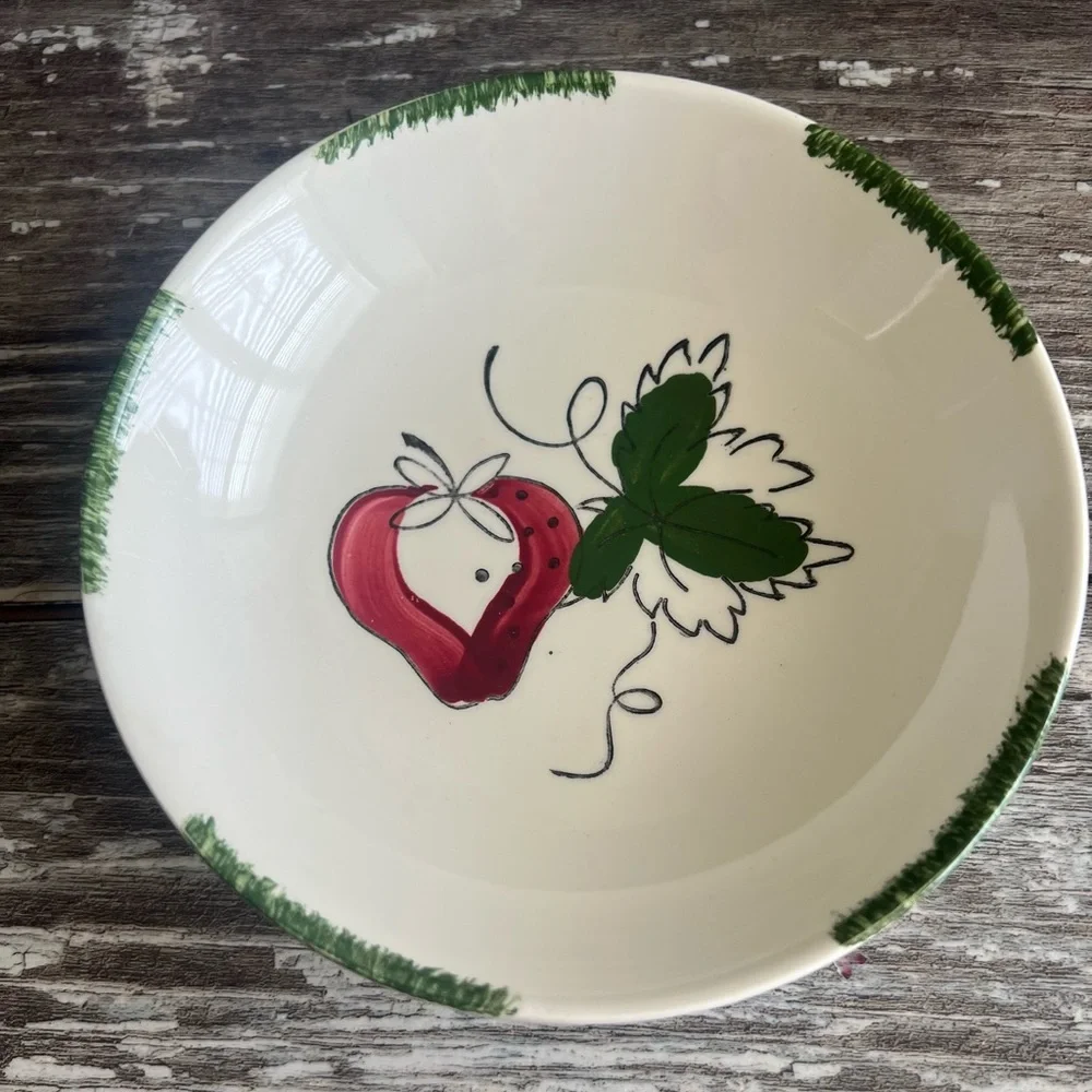 Blue Ridge Southern Pottery Decorative Strawberry‎ Sundae Shallow Bowl Vintage